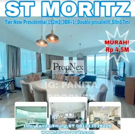 Dijual Apt ST MORITZ Twr New Presidential 192m2(3BR+1),Lt 20an