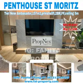 Dijual penthouse ST MORITZ Twr New Ambasador 157m2,fully furnished,2BR