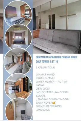 Termurah ! Disewakan apartemen Puncak Bukit Golf