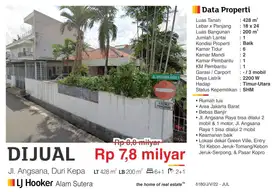 Dijual Rumah Lokasi Strategis Bebas Banjir di Duri Kepa Jakarta Barat