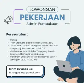 Lowongan Pekerjaan Admin Pembukuan