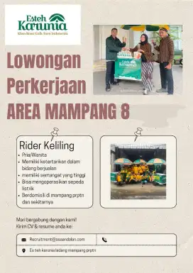 LOWONGAN RIDER MINUMAN KELILING (AREA MAMPANG 8)
