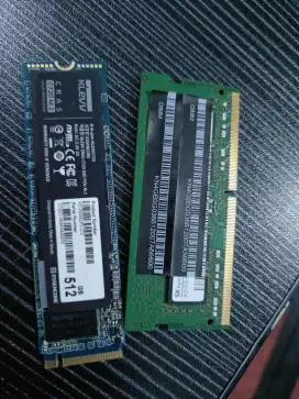 Ssd laptop nvme 512gb memory ddr4 4gb