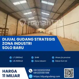 Jual cepat gudang industri lokasi Solobaru luas 2900m