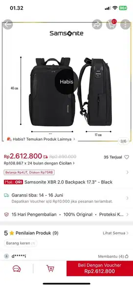 DIJUAL RUGI Tas Bacpack Samsonite Ori‼️