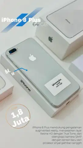 iPhone 8 plus 64 GB Fullset Normal No Minus siap pakai