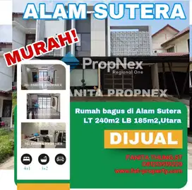 dijual rumah bfs di Alam Sutera LT240m2 LB185m2,4BR+1,Utr