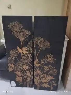 Hiasan Dinding Grafir bunga @ UK 40 x 120 cm bahan kayu dan grafir