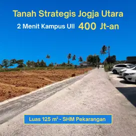 Tanah Jogja Utara, 2 Menit Kampus UII, 400 Jutaan, Cocok Bangun Kost