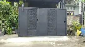 Pintu pagar plat cutting double geser