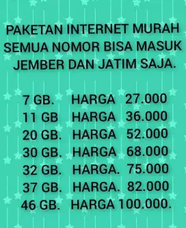 PAKETAN INTERNET MURAH MASA BERLAKU 30 HARI.