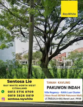 Dijual Tanah Pakuwon Indah Villa Regensi Sby RAYA KEMBAR Hadap PTC