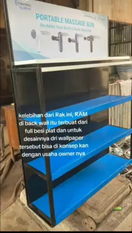 Jual rak besi Rak gondola biru putih hitam baru harga second