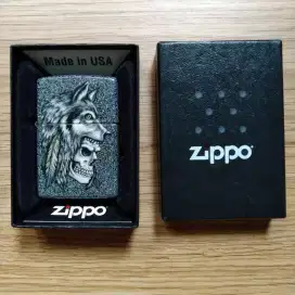 Korek Api Zippo Original seri Wolf Skull FeatherDesign