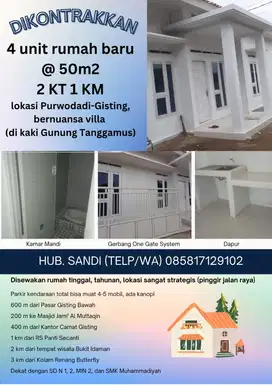 Dikontrakkan 4 unit Rumah Baru di Purwodadi, Gisting