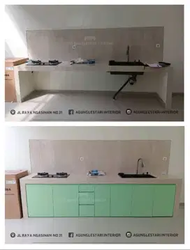 Kitchen Set Hijau Sage Minimalis/Custom Surabaya/Dapur HPL Surabaya