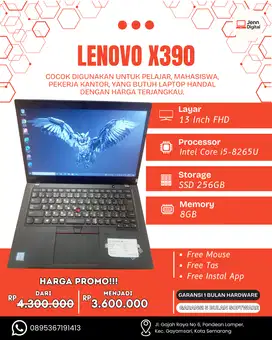 LENOVO THINKPAD X390 | LAPTOP BEKAS i5 GEN 8 | RINGAN & TANGGUH