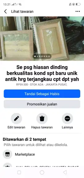 Se psg hiasan dinding unik kond spt baru hrg murah sj cpt dpt yah