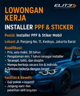 Lowongan Kerja Installer PPF & Stiker Mobil – Elite Stickers