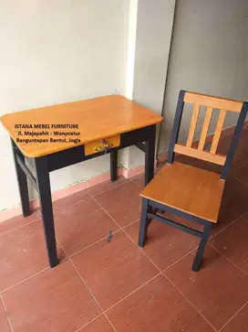 Paket Set Meja Laci Kursi Kerja Komputer Kantor Belajar Kasir Kayu #SM