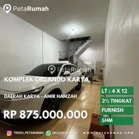 TOWNHOUSE KOMPLEK ORLANDO KARYA JALAN KARYA DAME - DAERAH AMIR HAMZAH