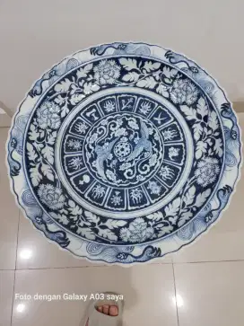 Piring keramik cina jadul lukis (tebal) diamtr 45cm