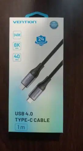 Kabel Data Vention Type C Male to Male USB 4.0 5A 1M Grey TAVHF