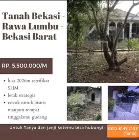SIAPA CEPAT..! TANAH KOMERSIL 2026m² CUT MUTIA - BEKASI KOTA
