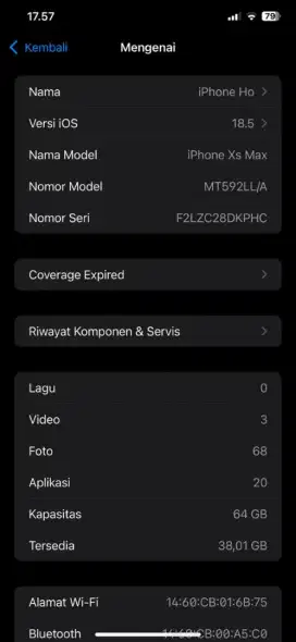 Iphone XS MAX 64GB SPACE GREY