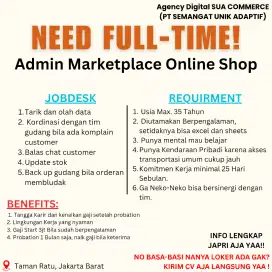 Loker admin online shop dan paker freelance paking2
