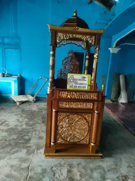 Mimbar masjid kuba ukiran full kayu jati pilihan