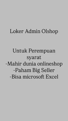 loker admin olshop
