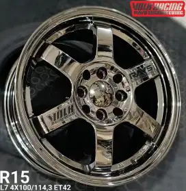 Velg baru te37 blackchrome r15 4x100 4x114,3 avanza xenia livina dll