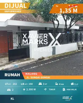 Dijual Murah Rumah Siap Huni di Jalan Sungai2, Lowokwaru Malang