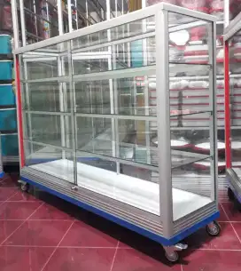 Etalase Pakai RODA BESAR & SIKU BESI Panjang 1,5M Buat Warung dll