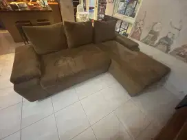 Sofa L Bahan Suede