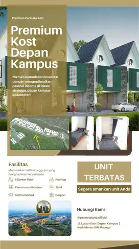 Rumah kos lokasi persis depan kampus UIN