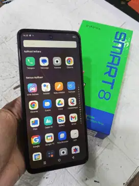Second Handphone Infinix Smart 8 Ram 4+4/128gb Full set no minus