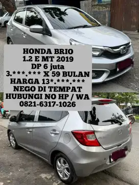 HONDA BRIO 1.2 E MT 2019 DP 6 JUTA