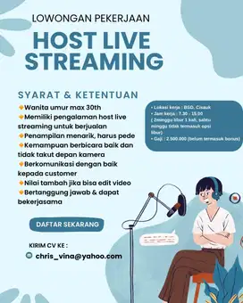 LOWONGAN KERJA HOST LIVE STREAMING