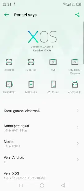 Infinix hot 11 play 3/32