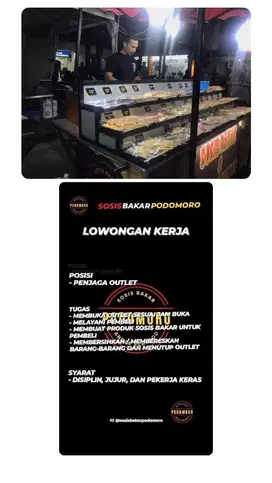 menjaga stand makanan