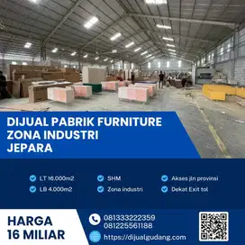 Jual cepat pabrik furniture lokasi Jepara luas tanah 16000 meter!