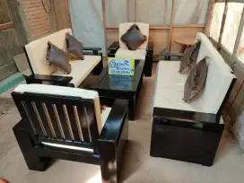Kursi tamu kopeer minimalis set matras bantal full kayu jati