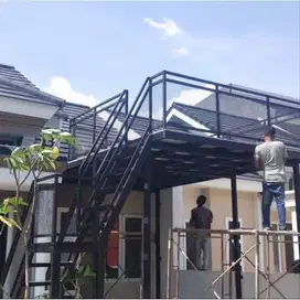 Kanopi mezanin outdoor rangka hollow galvanis