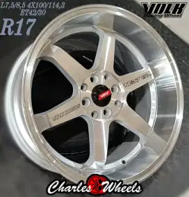 Velg baru Te37 silver polis Ring17 4x114,3 4x100 yaris vios avanza dll