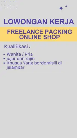 Lowongan packing online shop (freelance)