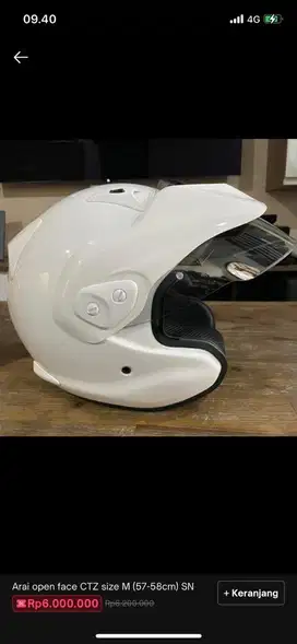 Helm arai ctz putih size m
