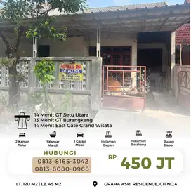 Dijual Rumah SHM Graha Asri Residence Tipe 45 LT 120