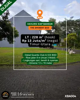 Kavling Hook 228m² The Eminent dekat Quantis Club dan ICE BSD City